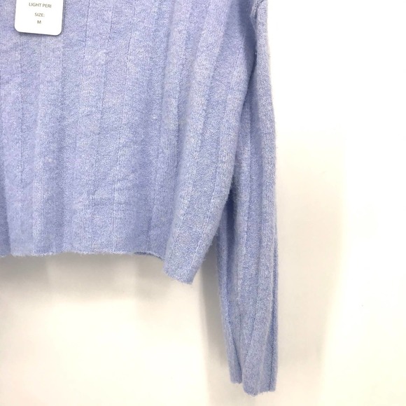 Light Blue Heather Ribbed V Neck Sweater - Picture 5 of 8